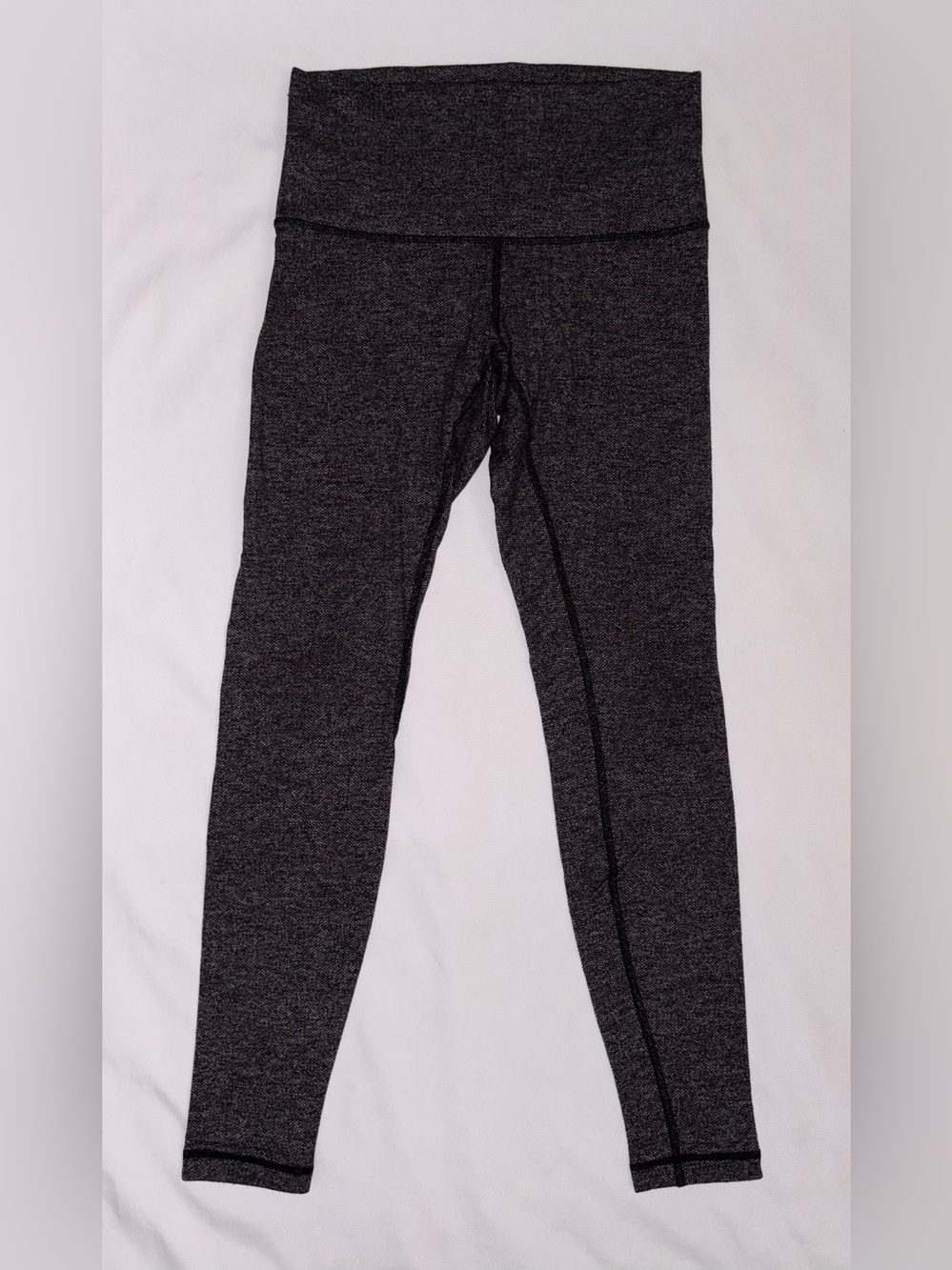 Lululemon Wunder Under Herringbone Leggings Women’s Size 8 Gray Black Luon Yoga